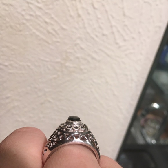 Black Star Sapphire Filagree Sterling Silver Ring - Picture 9 of 15